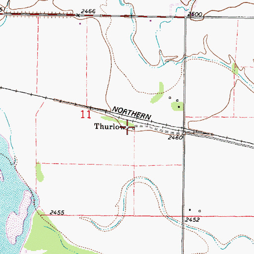 Topographic Map of Thurlow Post Office (historical), MT