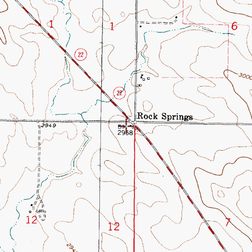 Topographic Map of Rock Springs Post Office (historical), MT