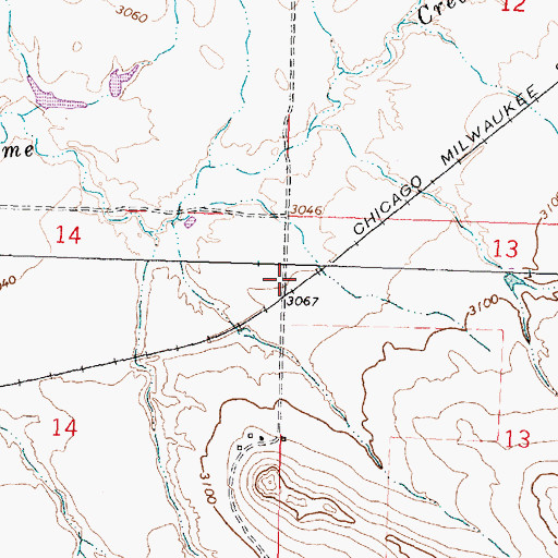 Topographic Map of Hibbard (historical), MT