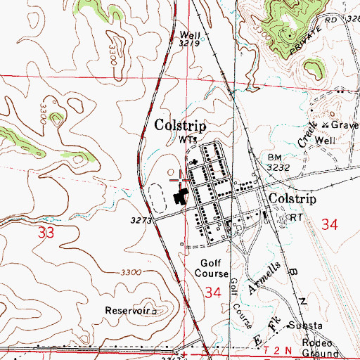 Topographic Map of First Baptist Church, MT