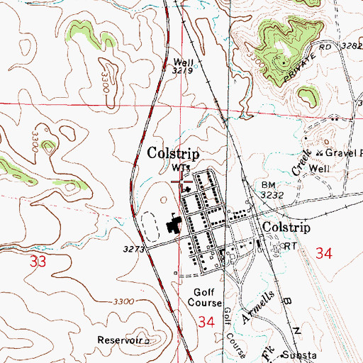 Topographic Map of Mount Calvary Lutheran Church, MT