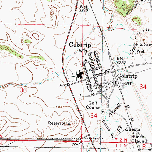 Topographic Map of Frank Brattin Middle School, MT
