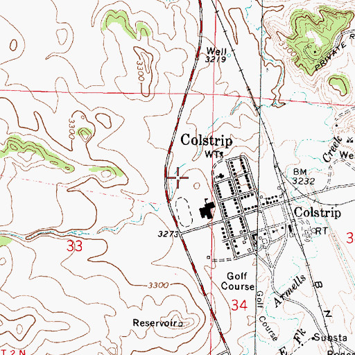Topographic Map of Isabel Bills Elementary School, MT