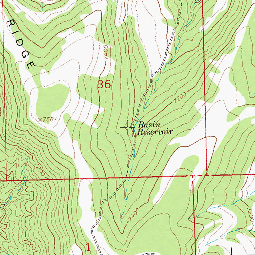 Topographic Map of Basin Reservoir, CO