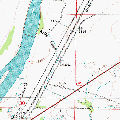 Topographic Map of Tusler Post Office (historical), MT