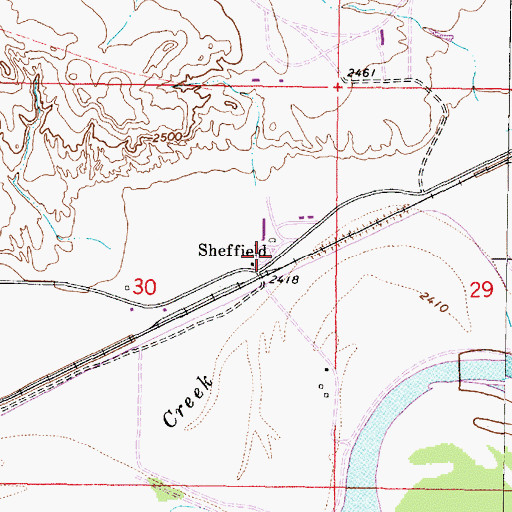 Topographic Map of Sheffield Post Office (historical), MT
