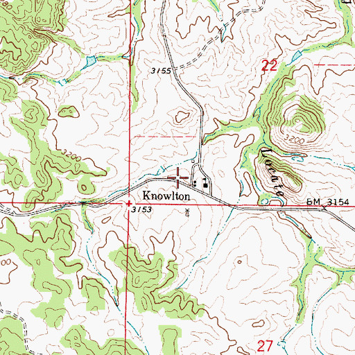 Topographic Map of Knowlton Post Office (historical), MT