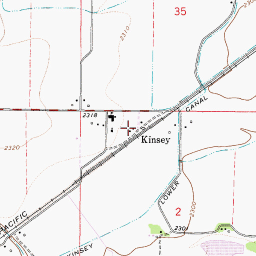 Topographic Map of Kinsey Post Office, MT