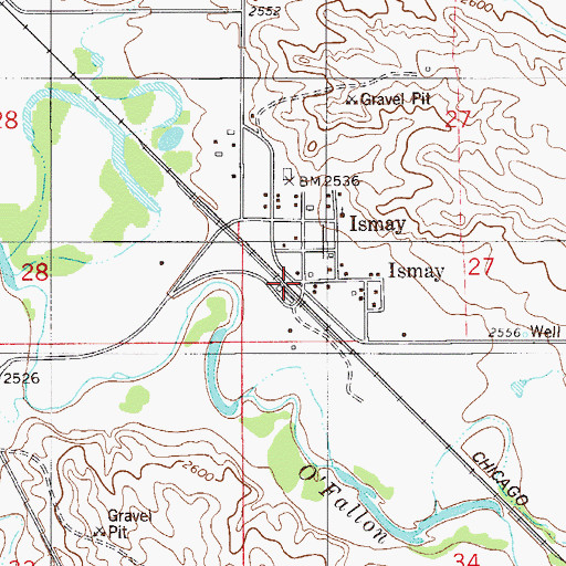 Topographic Map of Ismay, MT