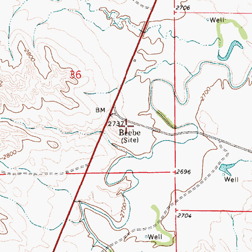 Topographic Map of Beebe Post Office (historical), MT