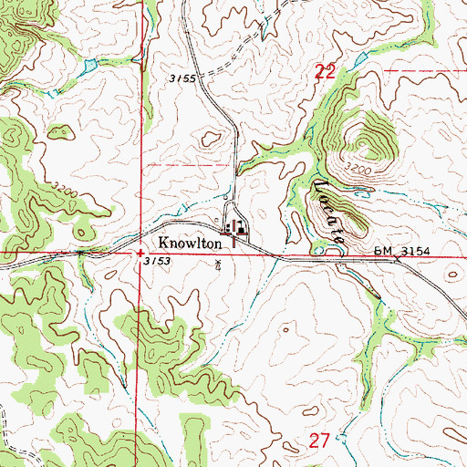 Topographic Map of Knowlton School, MT
