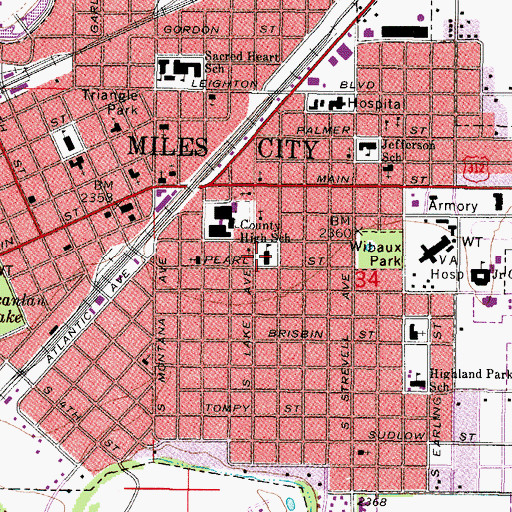 Topographic Map of Lincoln School, MT