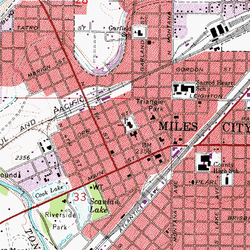 Topographic Map of Washington Middle School, MT