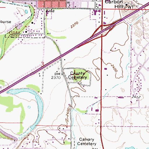 Topographic Map of Custer County Cemetery, MT