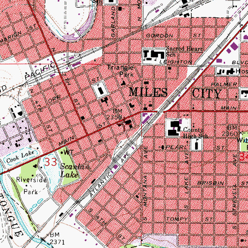 Topographic Map of Custer County Sheriff's Office, MT