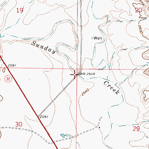 Topographic Map of North Fork of Sunday Creek Bridge, MT