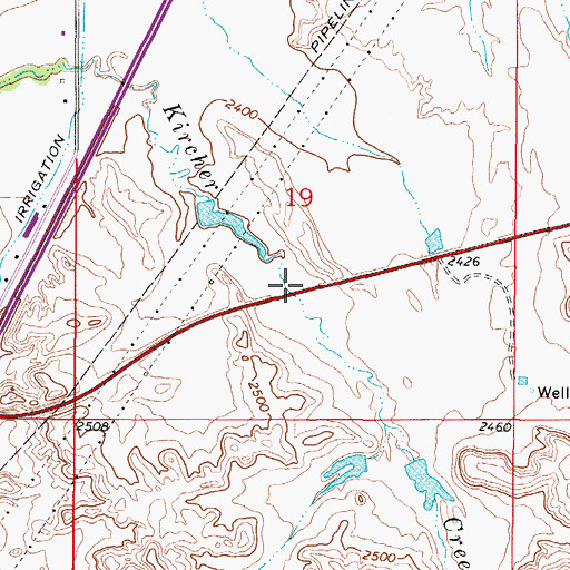 Topographic Map of Kircher Creek Bridge, MT