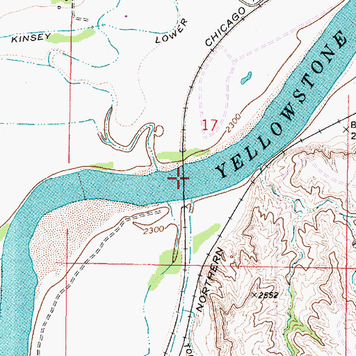 Topographic Map of Kinsey Bridge, MT