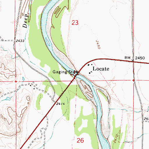 Topographic Map of Powder River Bridge, MT