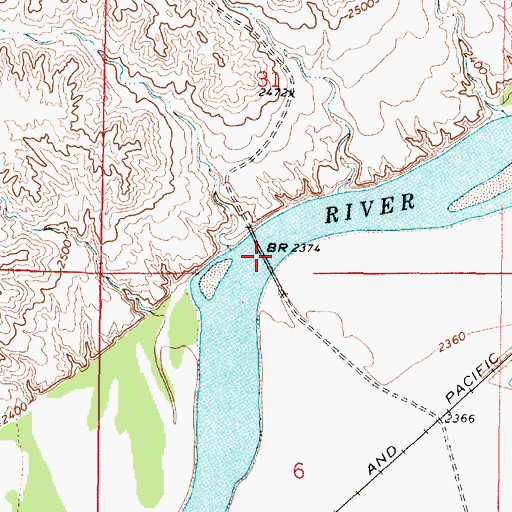 Topographic Map of Fort Keogh Bridge, MT