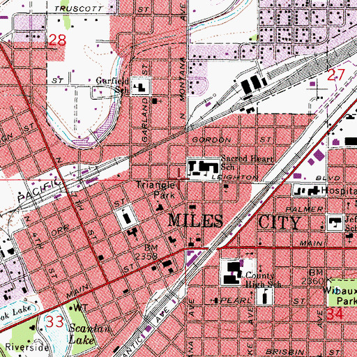 Topographic Map of Southeastern Montana Research Library, MT
