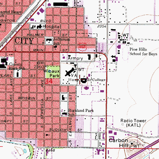 Topographic Map of Centra Gym Complex, MT