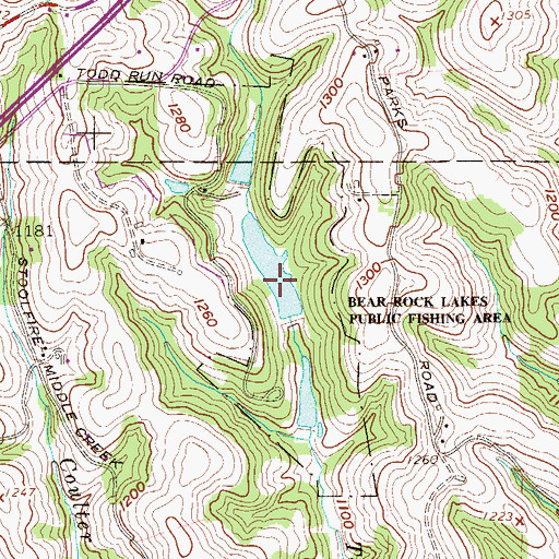 Topographic Map of Bear Rock Lakes Wildlife Management Area, WV
