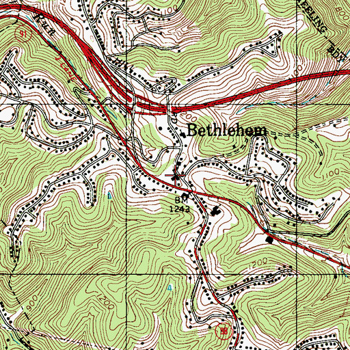 Topographic Map of Bethlehem Elementary School, WV