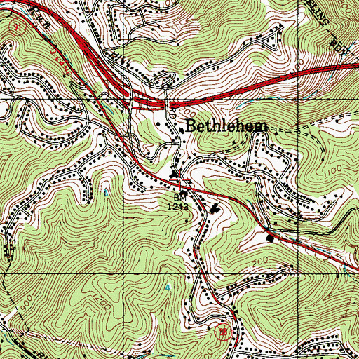 Topographic Map of Bethlehem Town Hall, WV