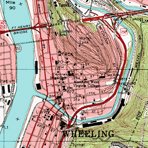 Topographic Map of Cathedral Elementary School, WV