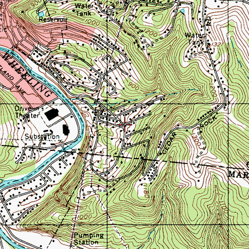 Topographic Map of Cedar Rocks, WV
