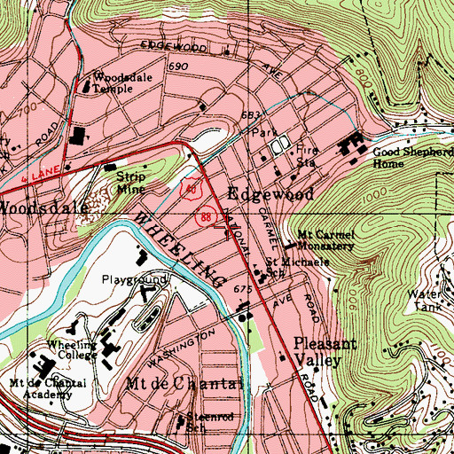 Topographic Map of Edgewood Lutheran Church, WV