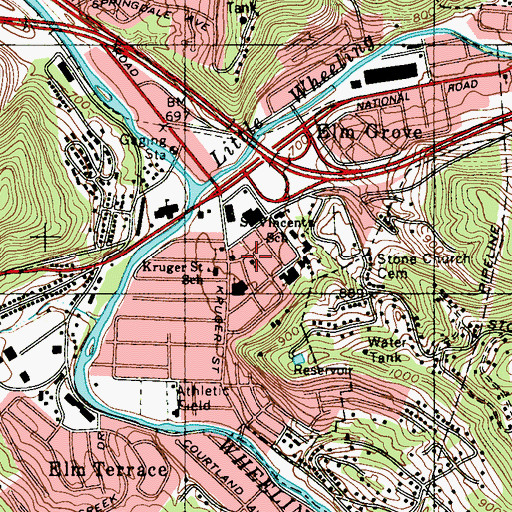Topographic Map of Elm Grove Christian Church, WV