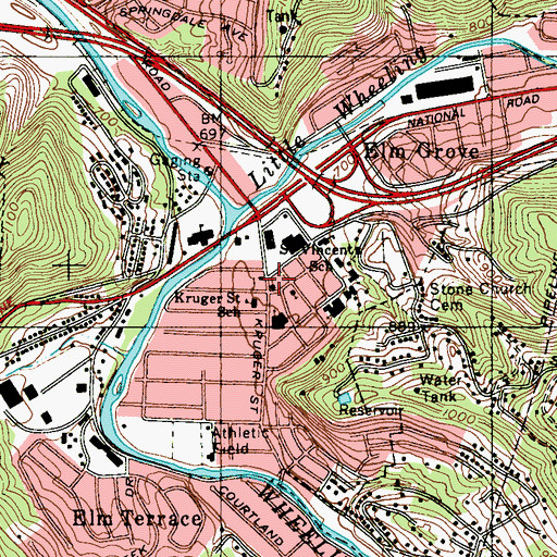 Topographic Map of Elm Grove United Methodist Church, WV