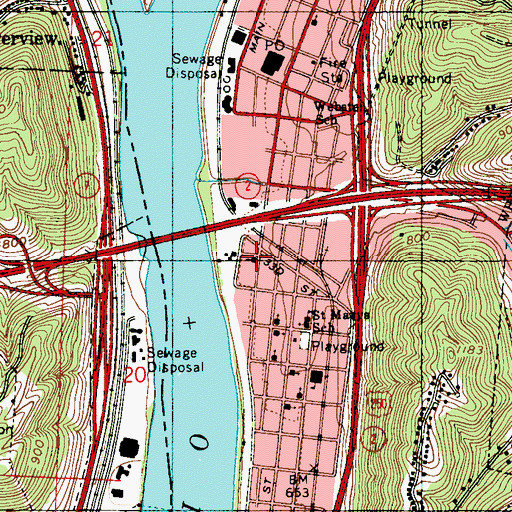 Topographic Map of First Church of the Nazarene, WV