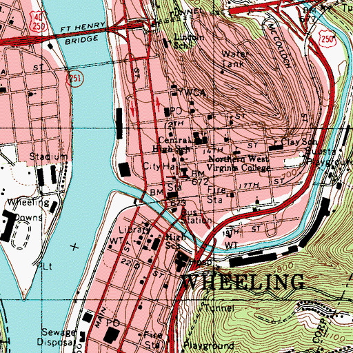 Topographic Map of First English Lutheran Church, WV