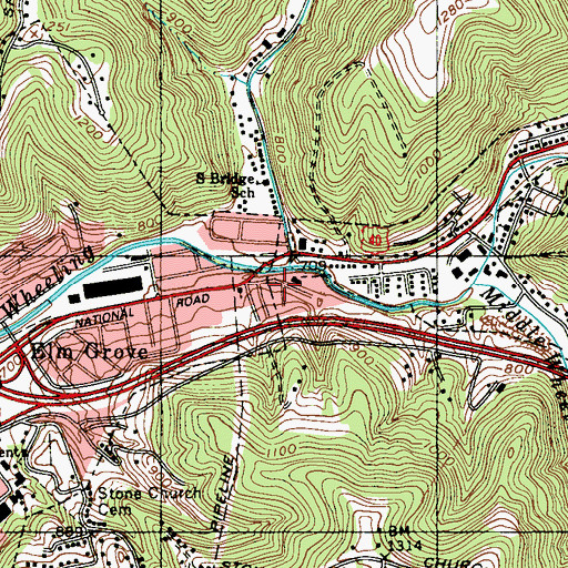 Topographic Map of Florence Crittendon Home for Wayward Girls, WV