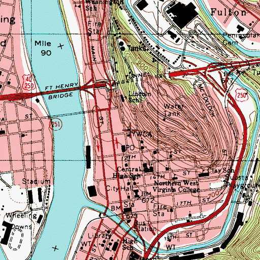 Topographic Map of Fourth Street United Methodist Church, WV