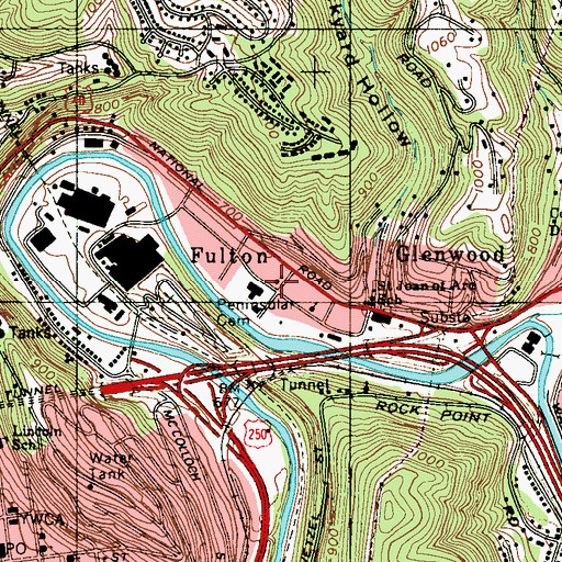 Topographic Map of Fulton Public School (historical), WV