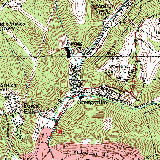 Topographic Map of Greggsville United Methodist Church, WV