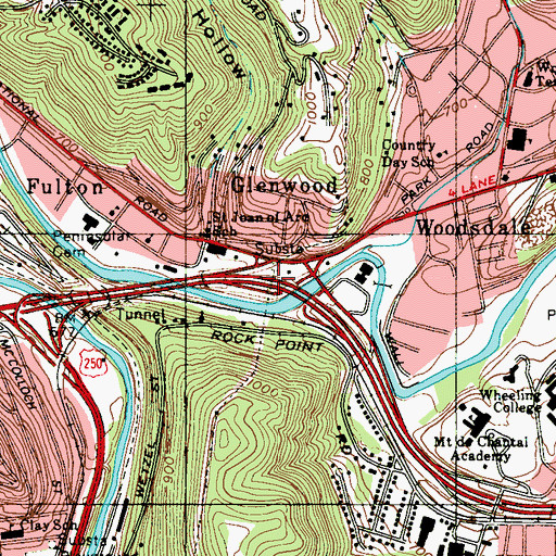 Topographic Map of Interchange 2A, WV
