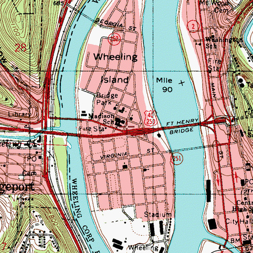 Topographic Map of Island Christian Church, WV