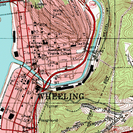 Topographic Map of Laughlin Memorial Chapel, WV