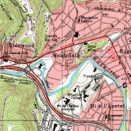 Topographic Map of Linsly School, WV