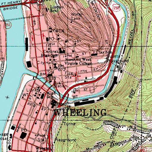 Topographic Map of McKinley Vocational High School (historical), WV