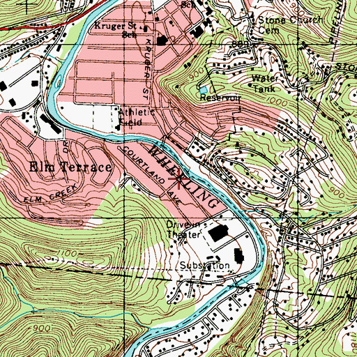 Topographic Map of Mill Acres, WV