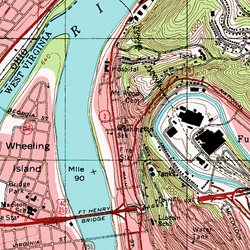 Topographic Map of North Street United Methodist Church, WV