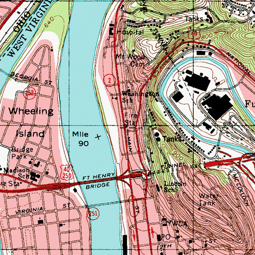 Topographic Map of North Wheeling Historic District, WV