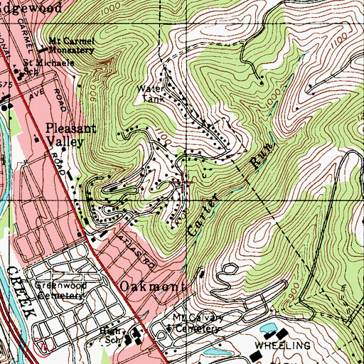 Topographic Map of Oakmont Hills, WV