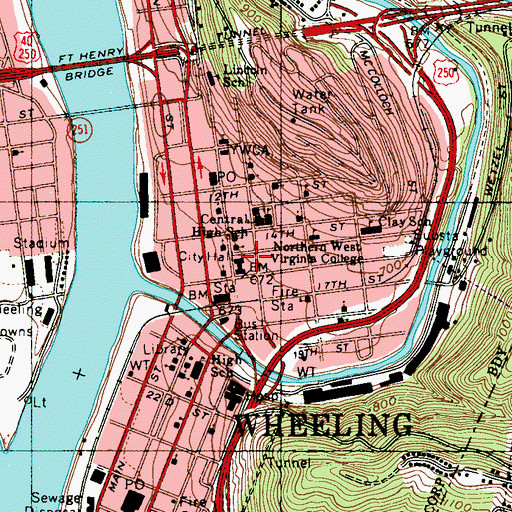 Topographic Map of Ohio County Jail (historical), WV